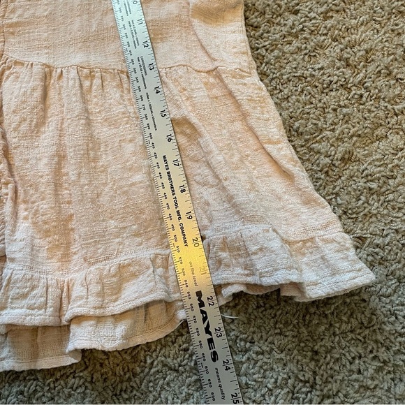 La Miel Blush Pink Crepe Cotton blend Baby Doll Ruffle Blouse sz M - Picture 10 of 10